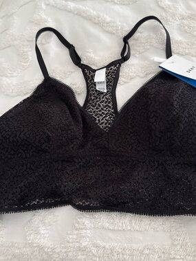DKNY Black Lace Longline Bralette with Racerback